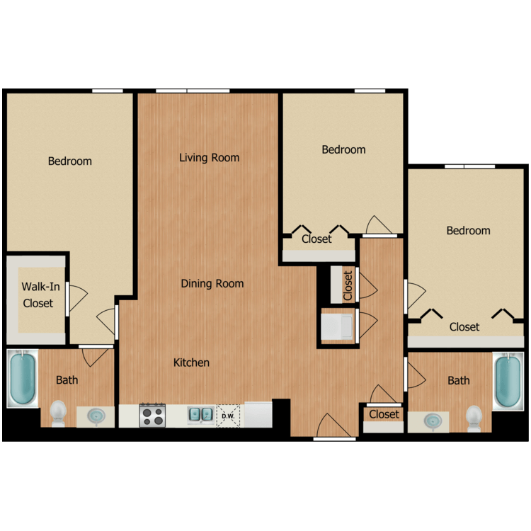 Floor plan image of Three Bedroom
