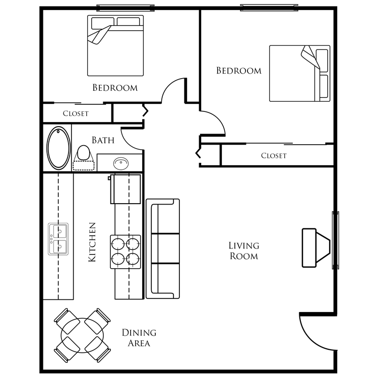 Floor plan image of 2 Bed 1 Bath