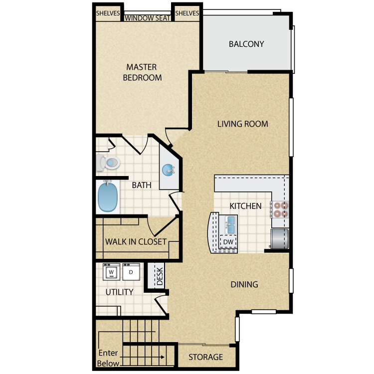 Floor plan image of Eldorado Upper: 1 Bed 1 Bath