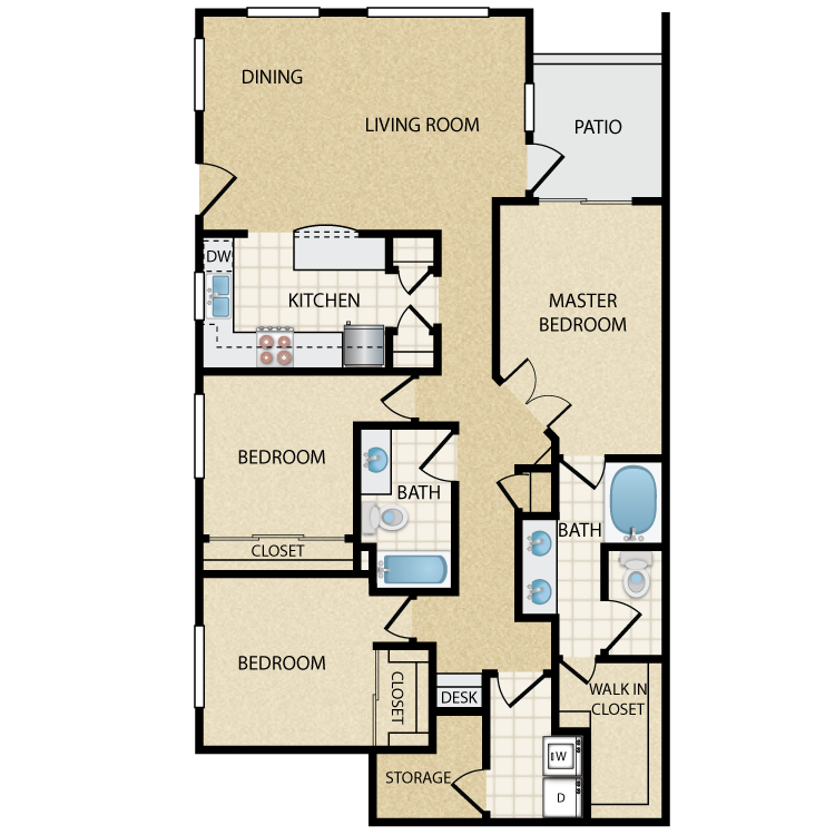 Floor plan image of Frontier Lower: 3 Bed 2 Bath
