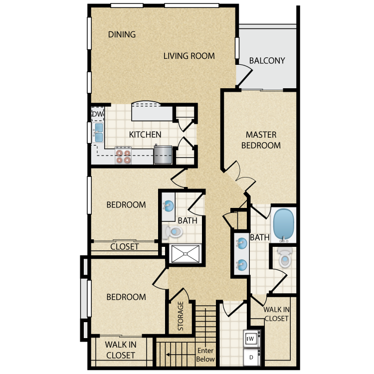 Floor plan image of Frontier Upper: 3 Bed 2 Bath
