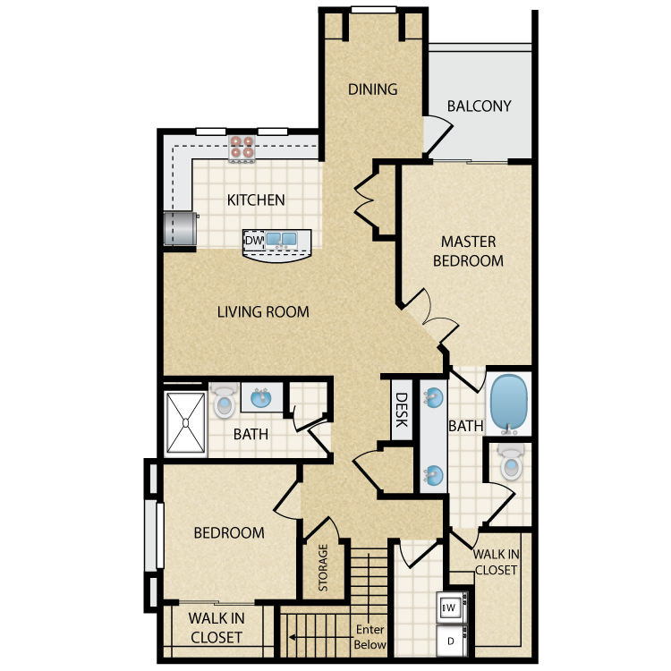 Floor plan image of Landmark: 2 Bed 2 Bath