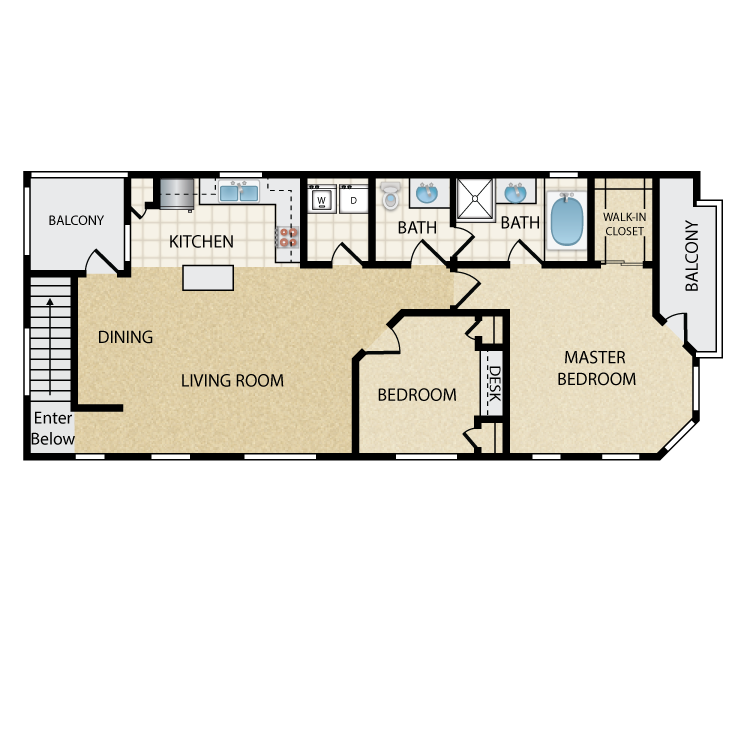 Floor plan image of Sahara Loft: 2 Bed 1 Bath