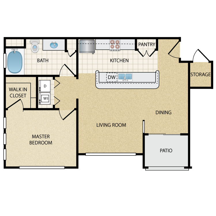 Floor plan image of Thunderbird Lower: 1 Bed 1 Bath