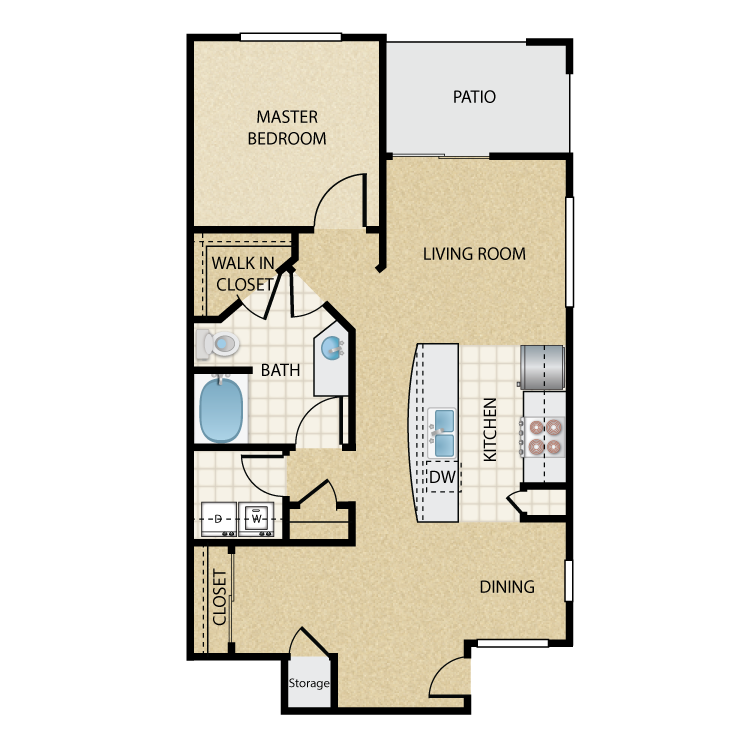 Floor plan image of Tropicana Lower: 1 Bed 1 Bath