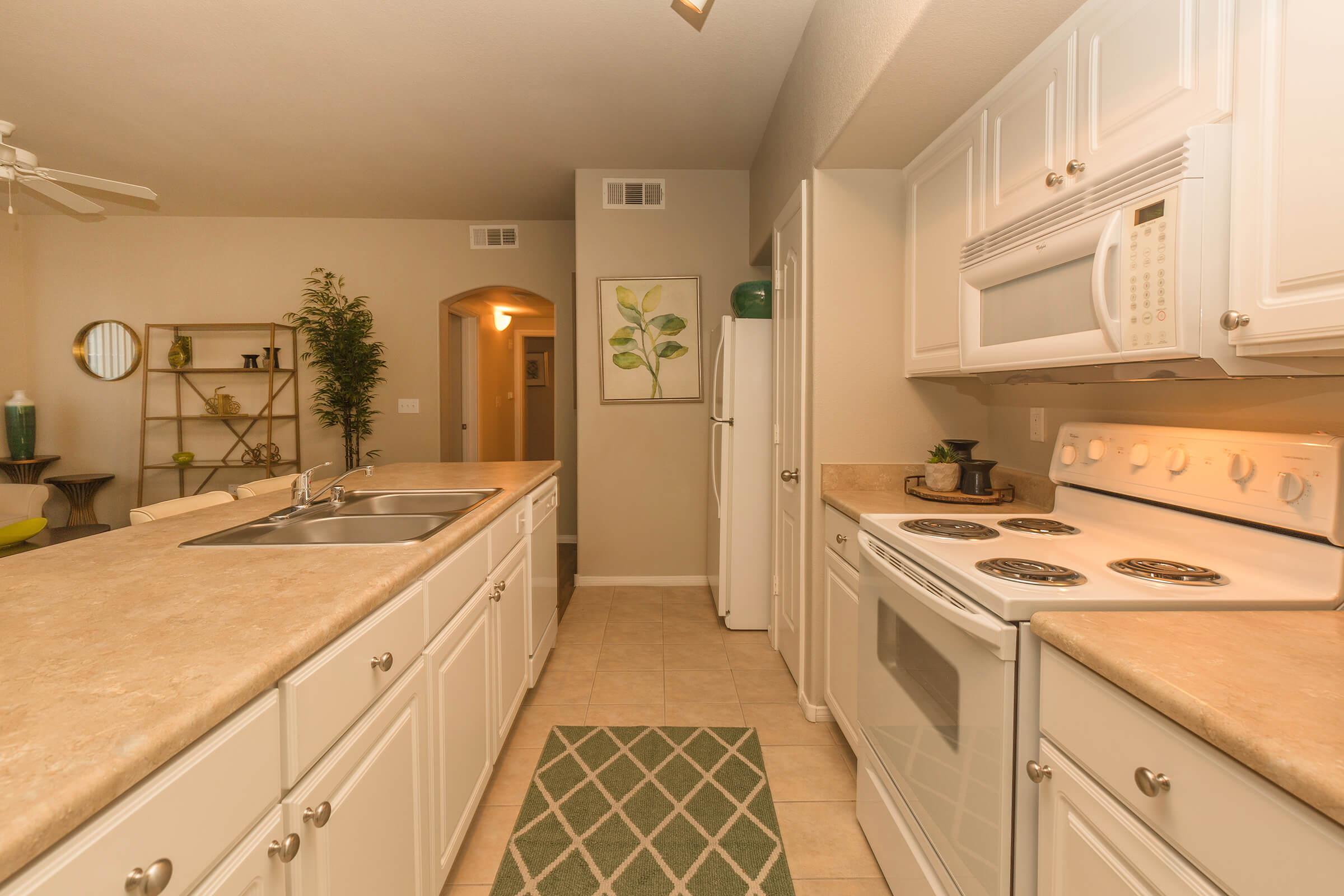 a kitchen with a stove and a sink
