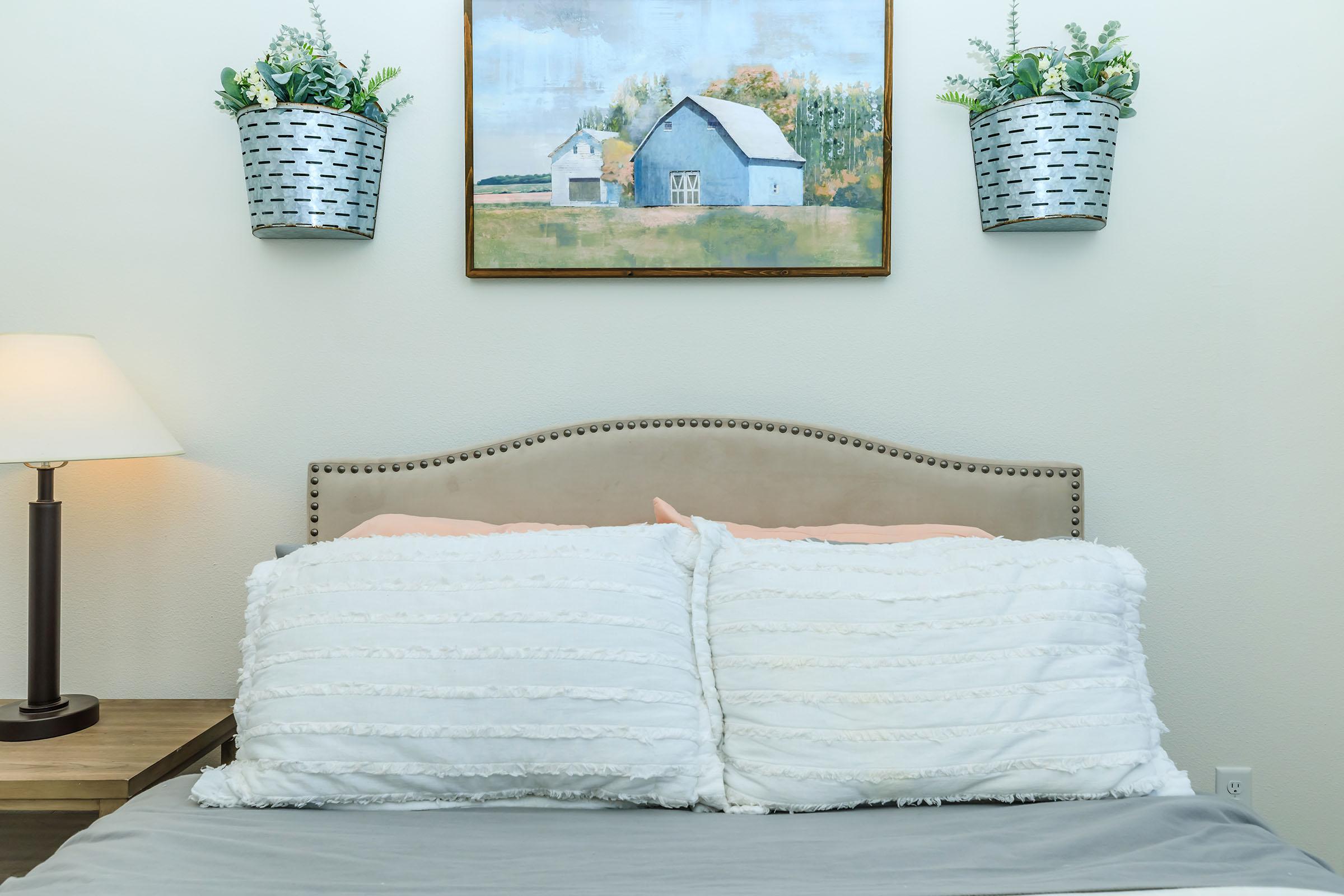 a made bed in a room