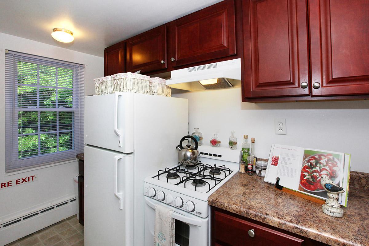 a kitchen with a stove sink and refrigerator