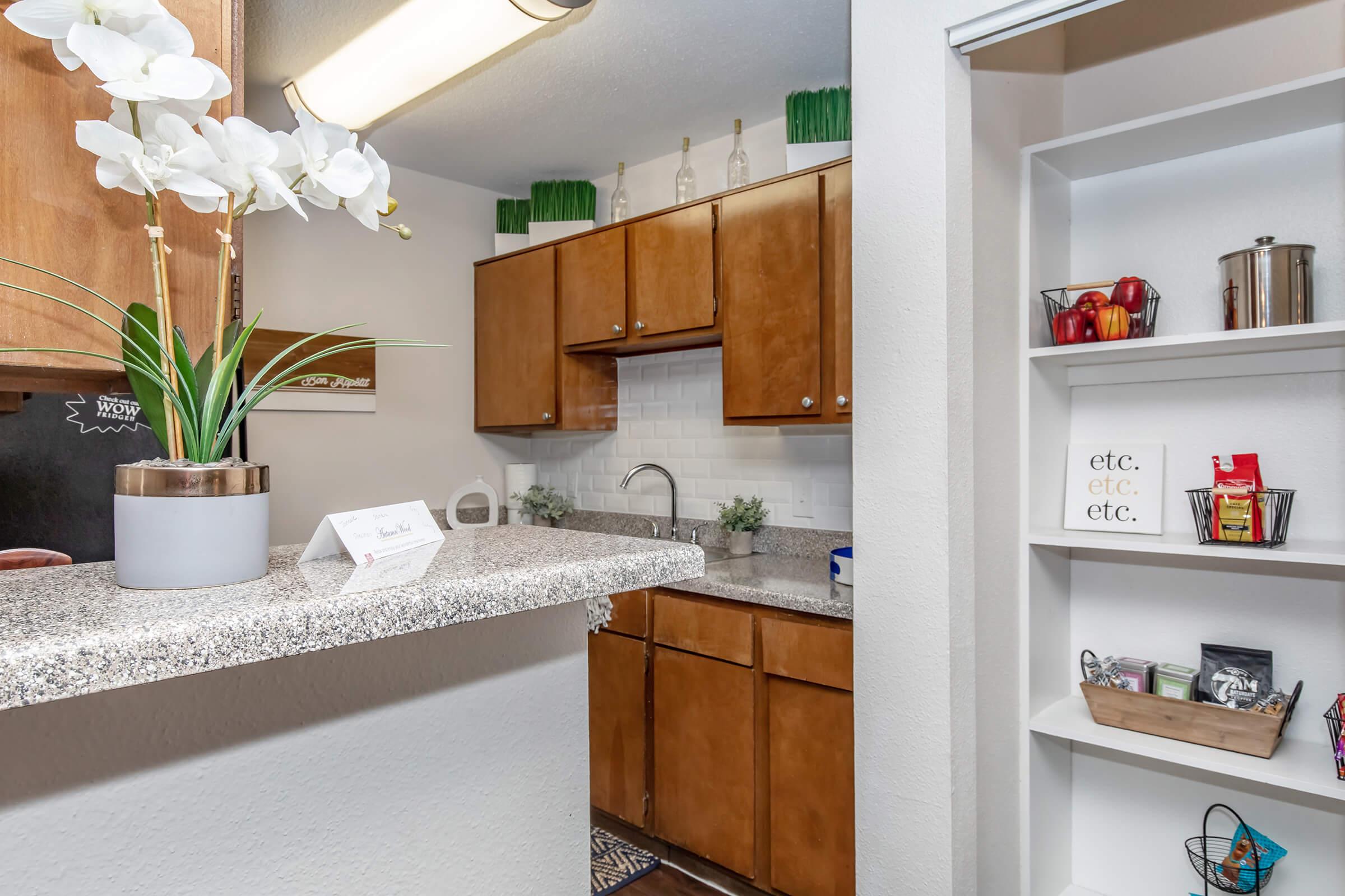 a kitchen with a sink and a refrigerator