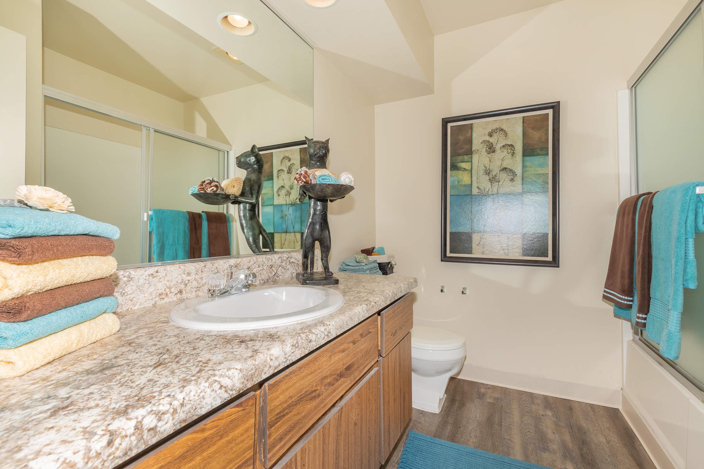 Bathroom filled with towels