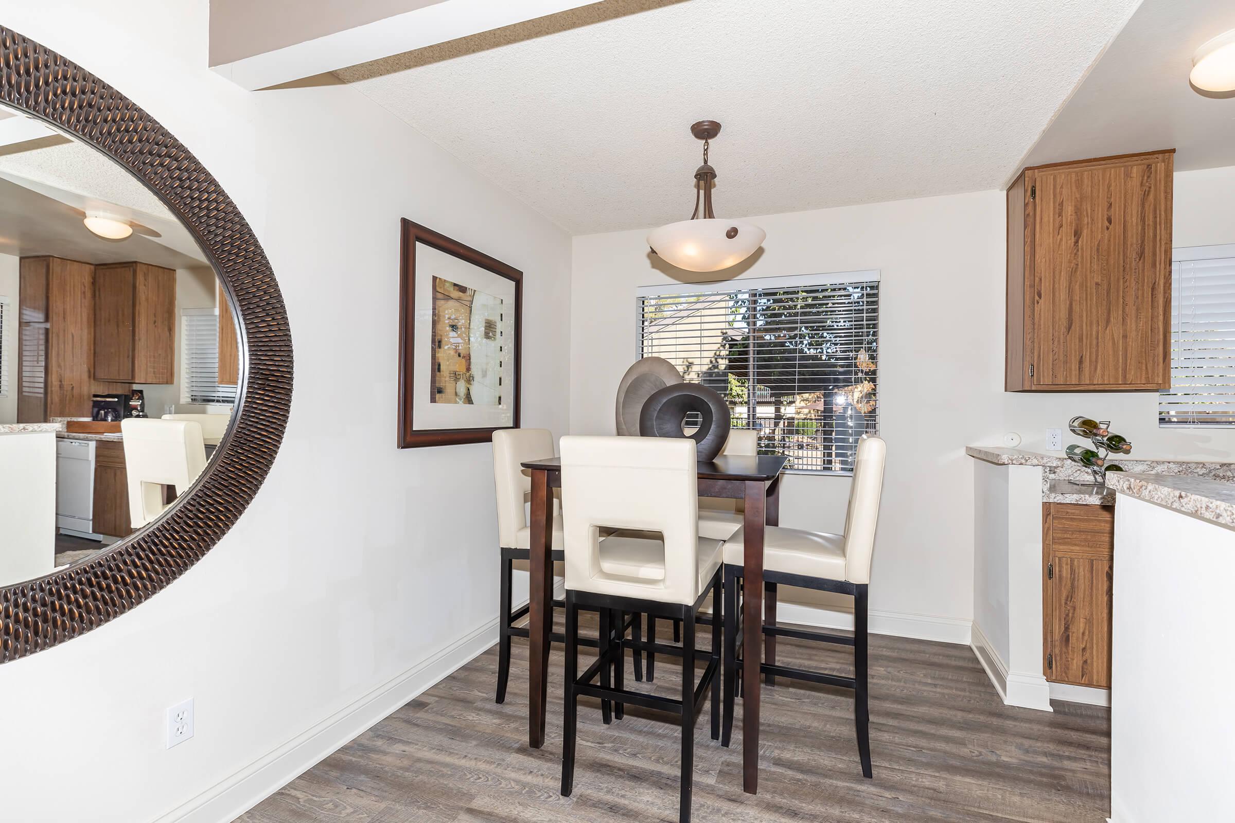 Dining room with wooden floors