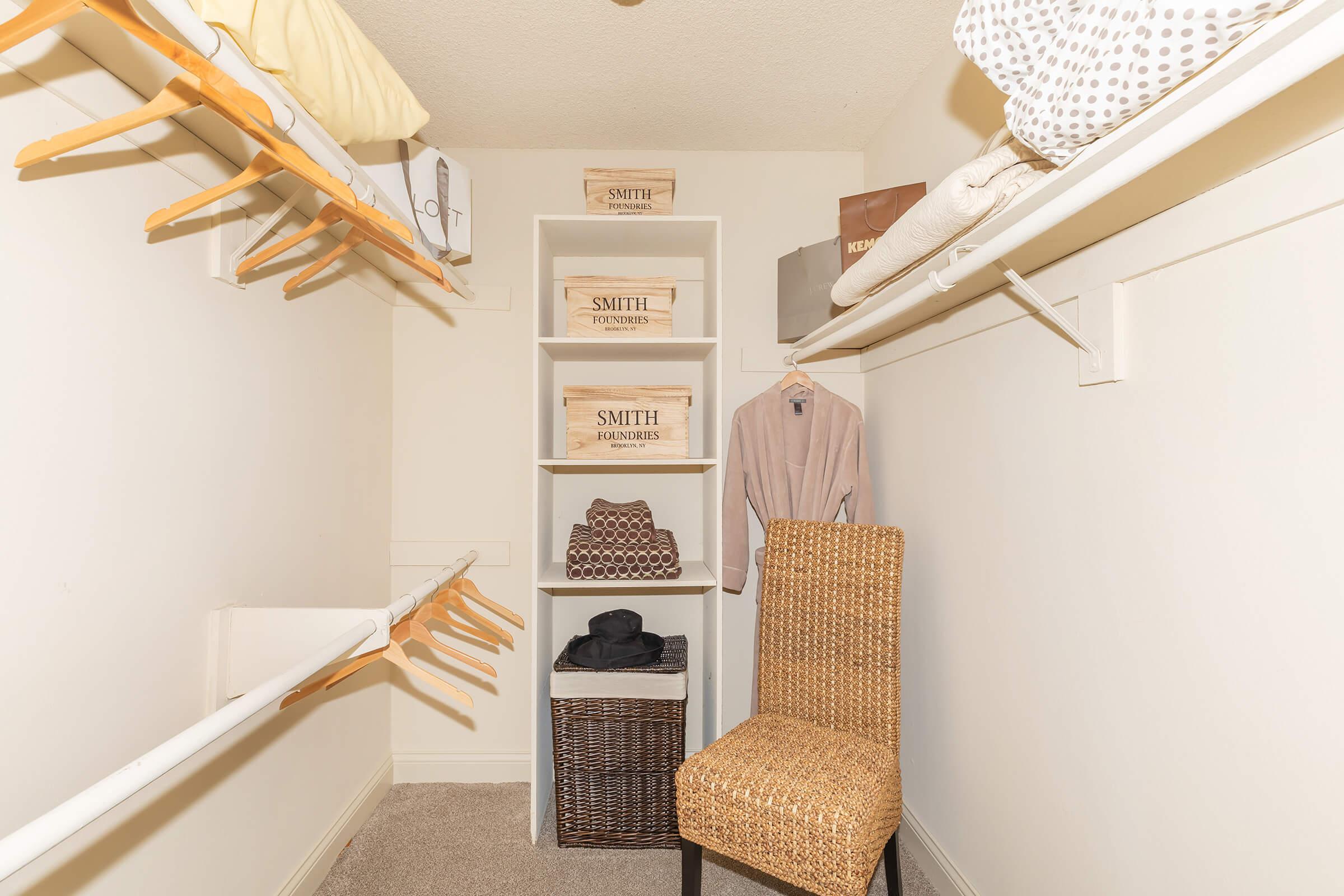 Walk-in closet with hangers