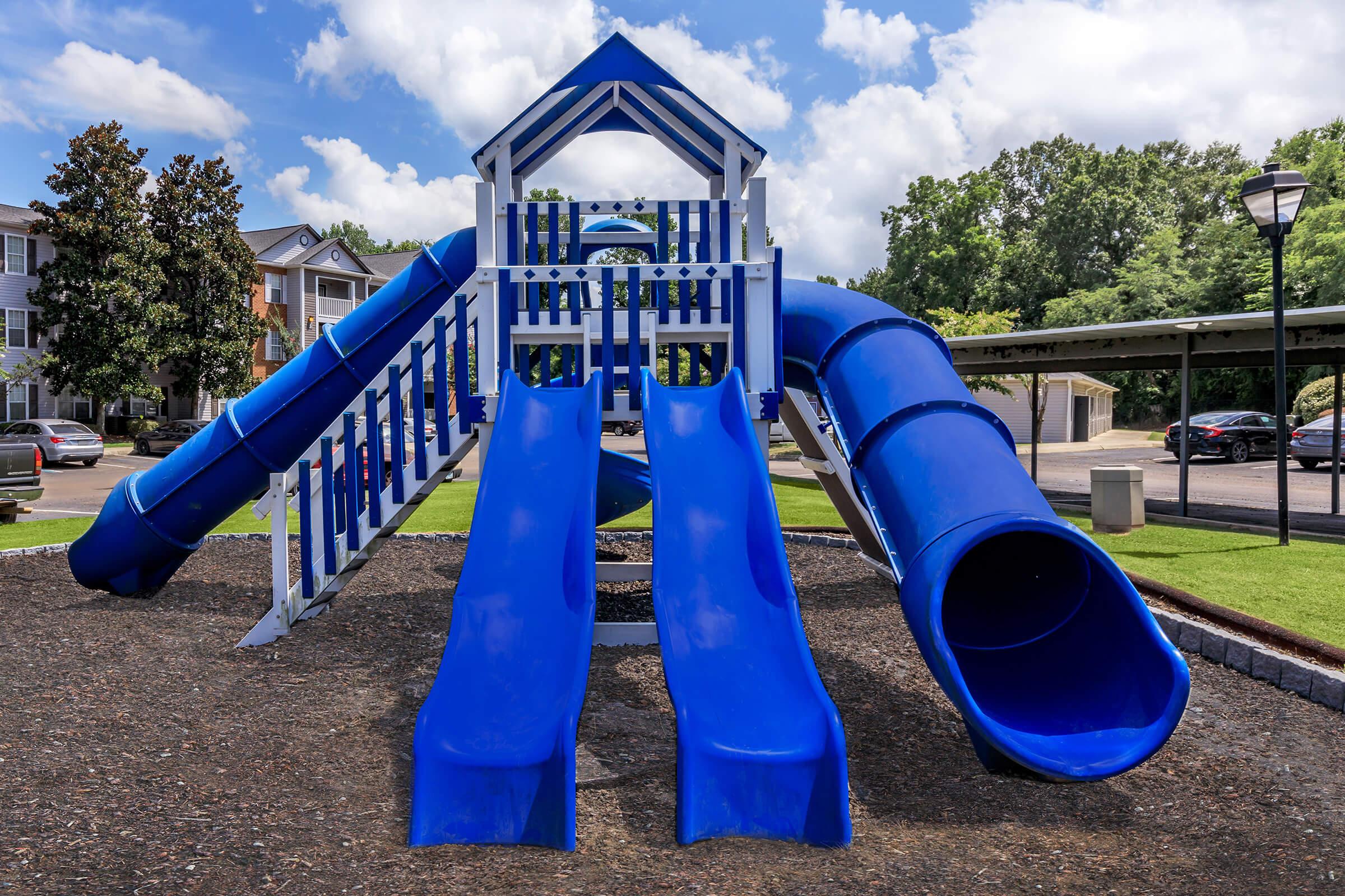 a playground with a blue background