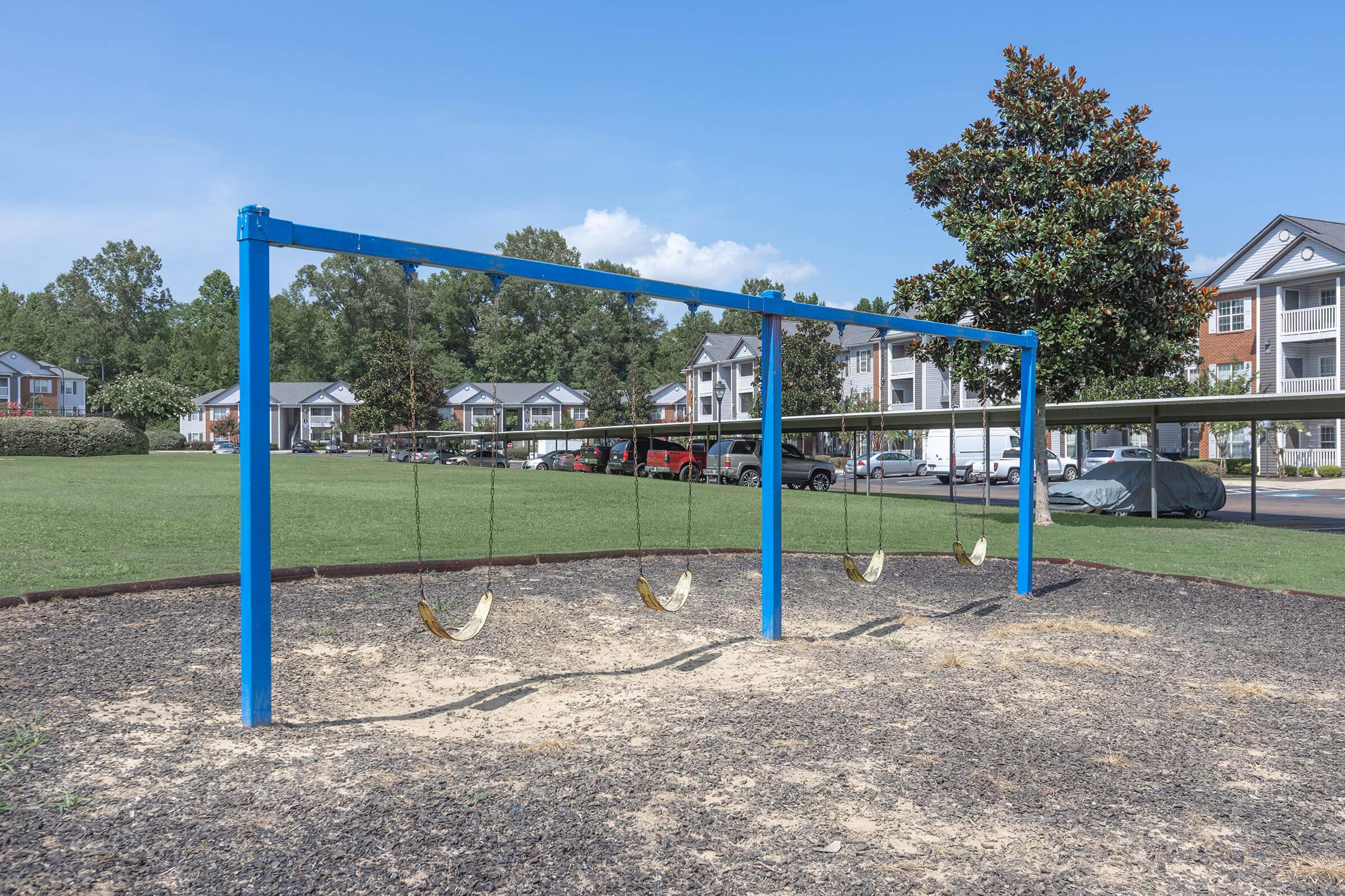 a playground with a blue ball