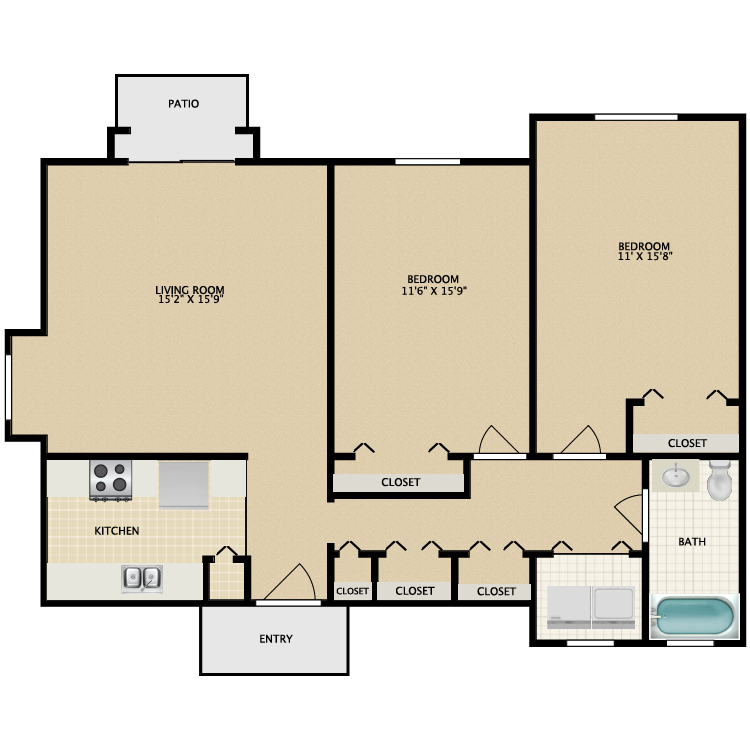 Floor plan image of 2 Bed 1 Bath Flat