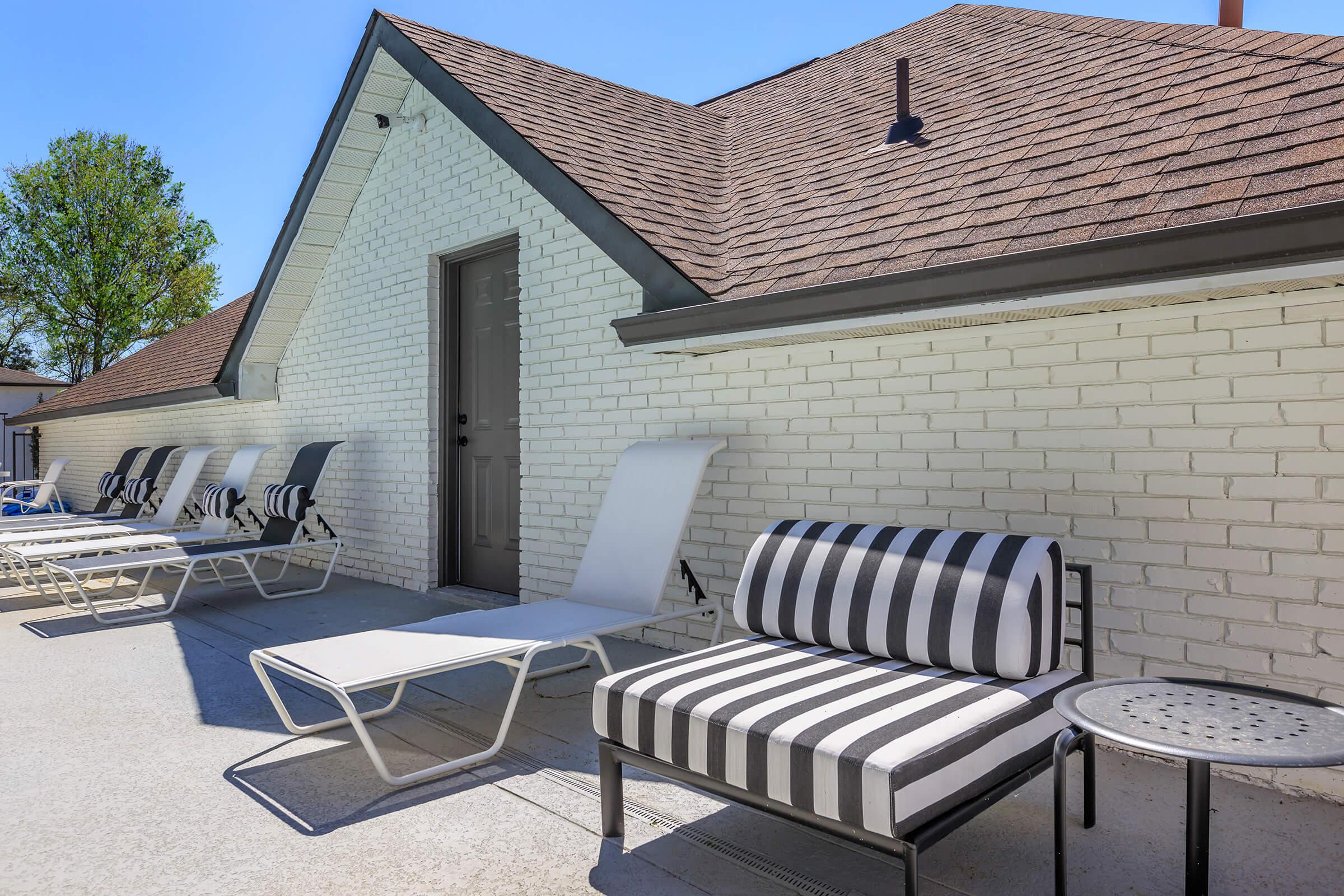 Clean deck furniture with side tables for everyone's use