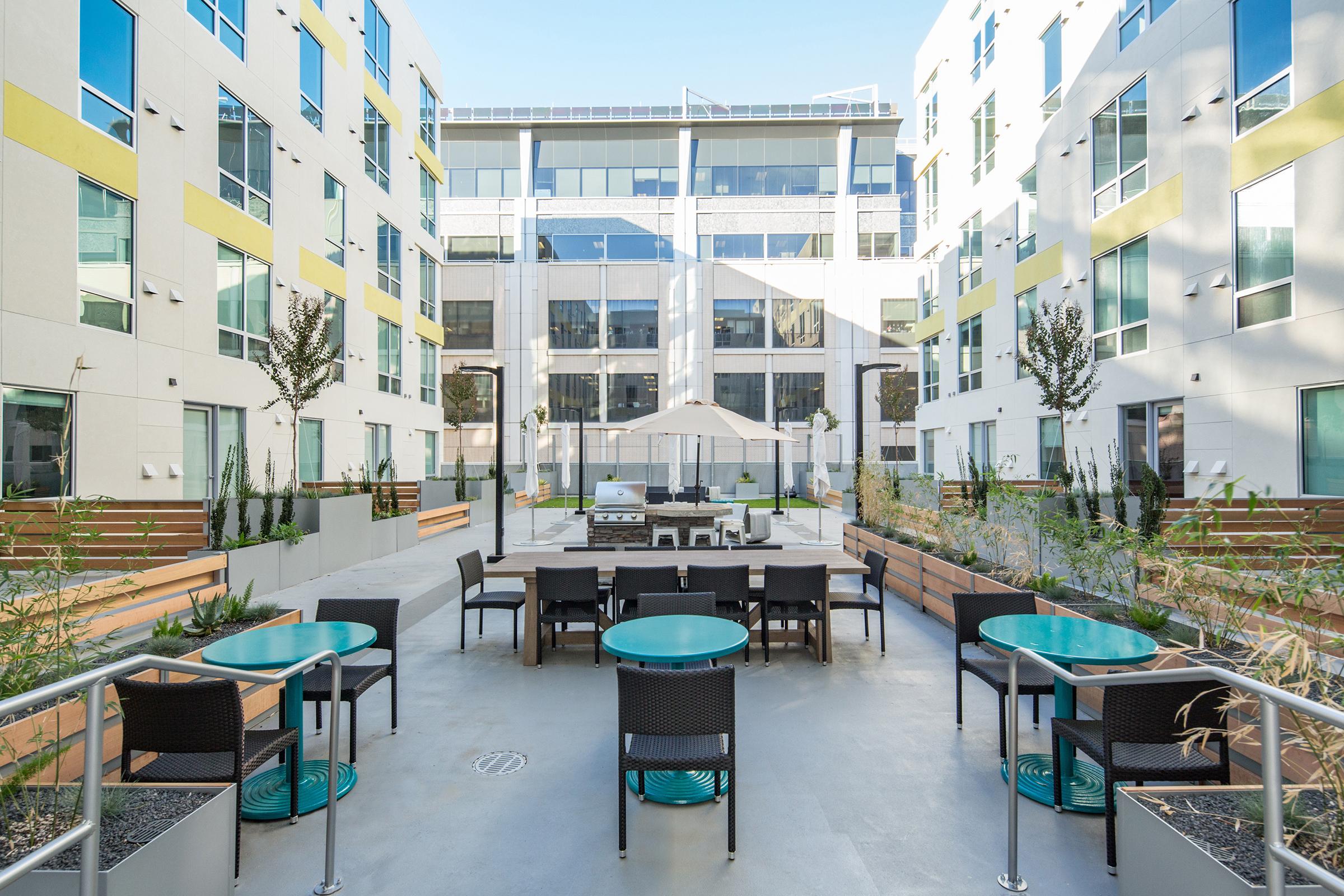 ample seating in the courtyard.