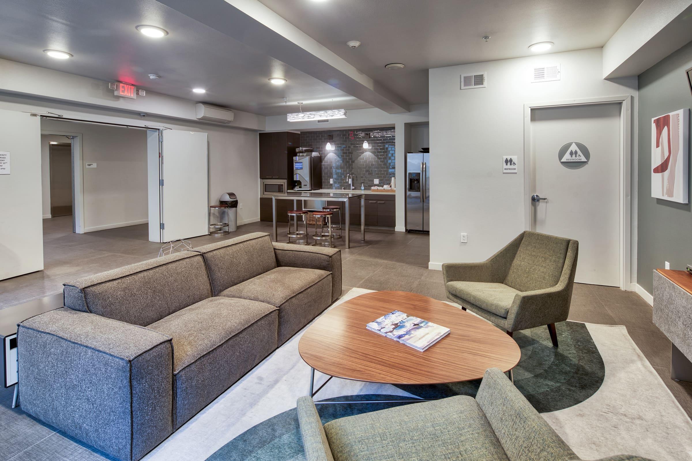 couches and chairs in the community lounge.