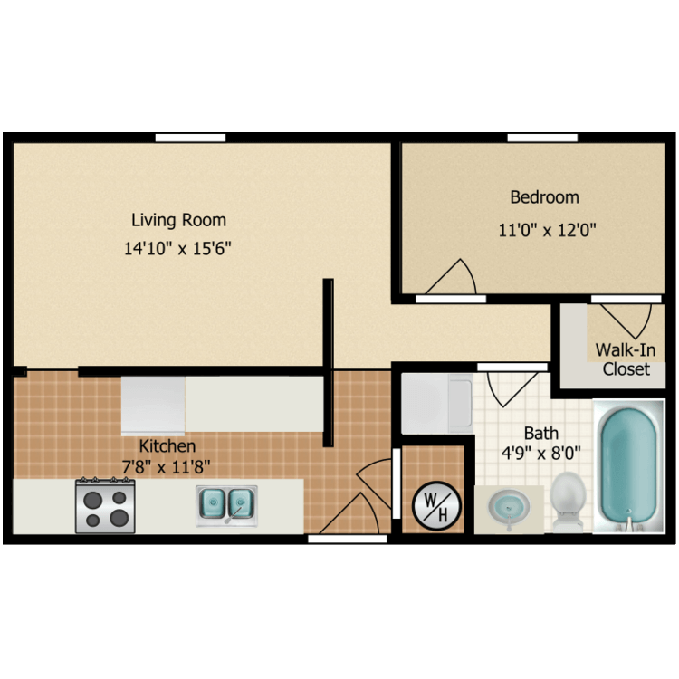One Bedroom floor plan image