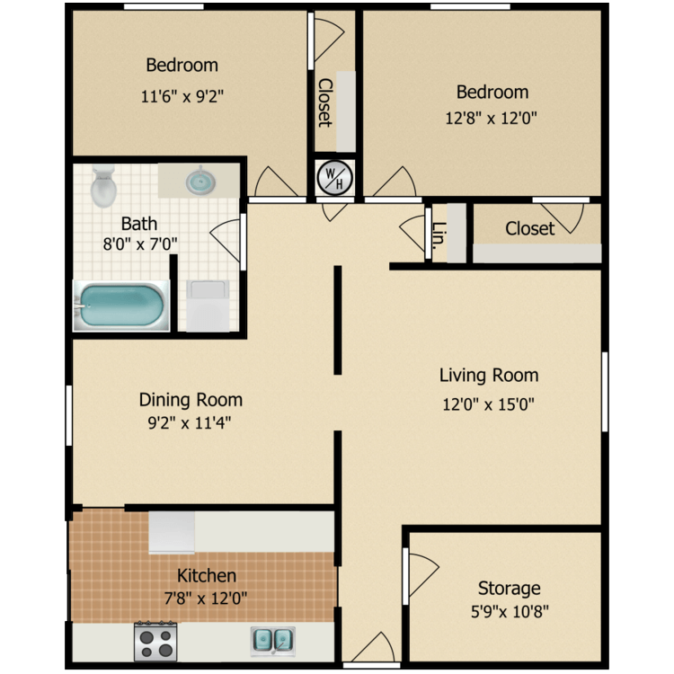 Two Bedroom floor plan image