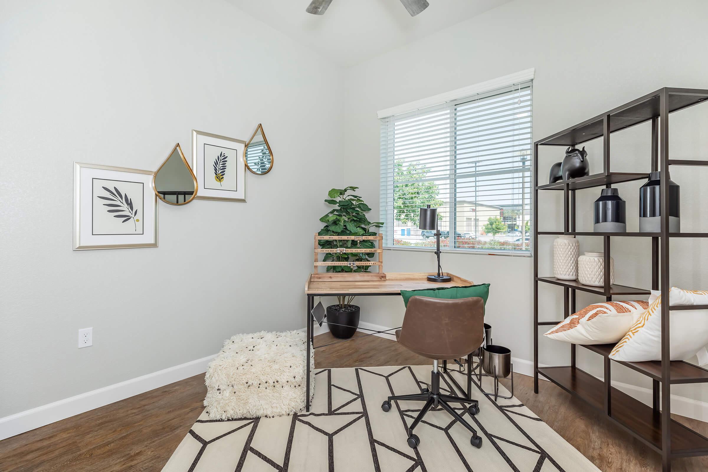 a room filled with furniture and a window