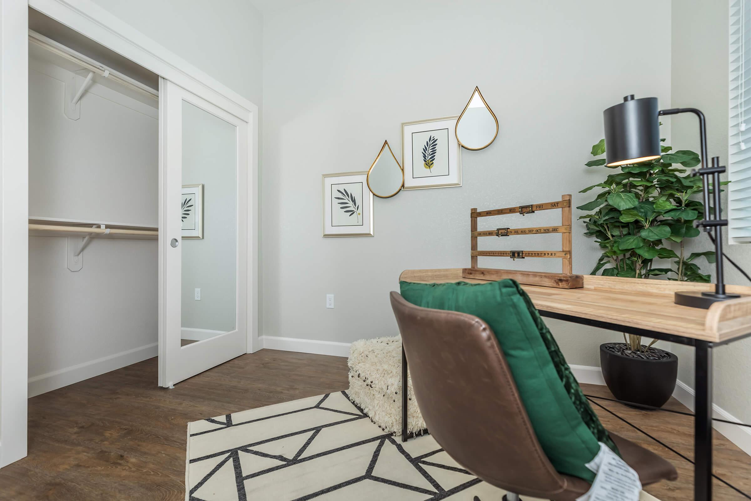 a green chair in a room