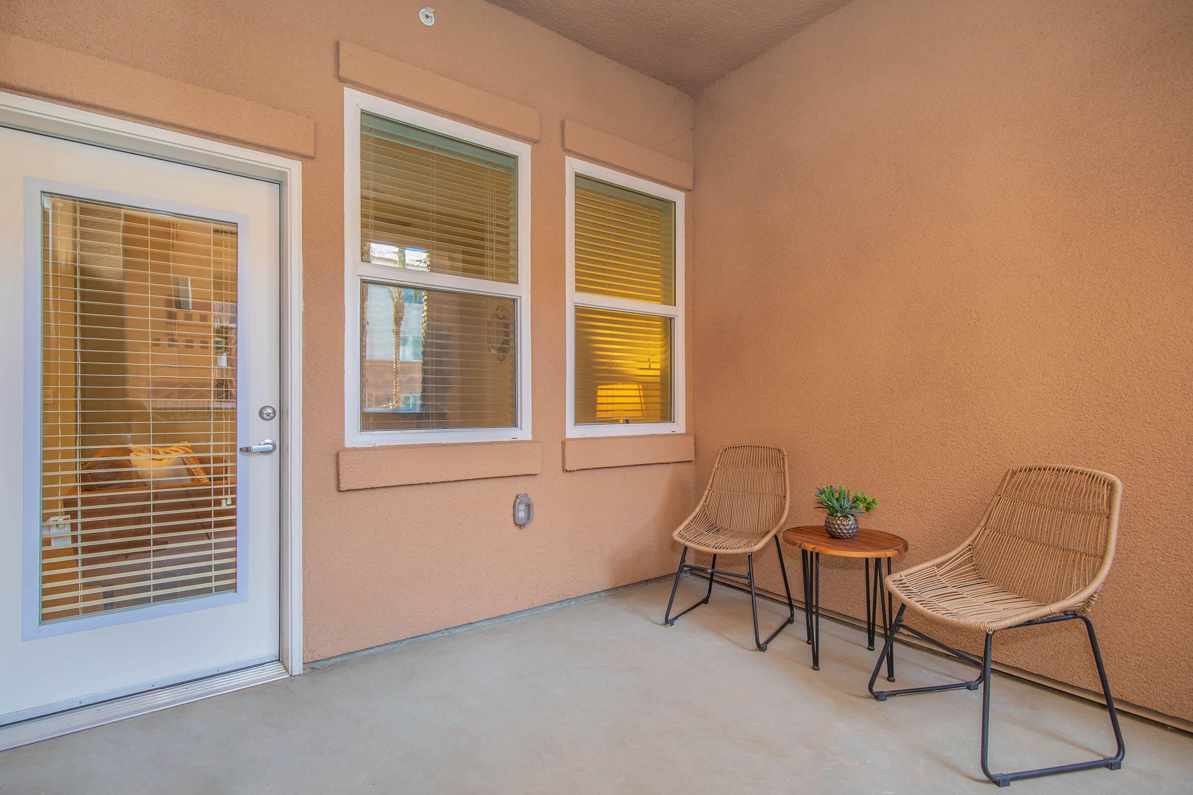 a living room next to a window