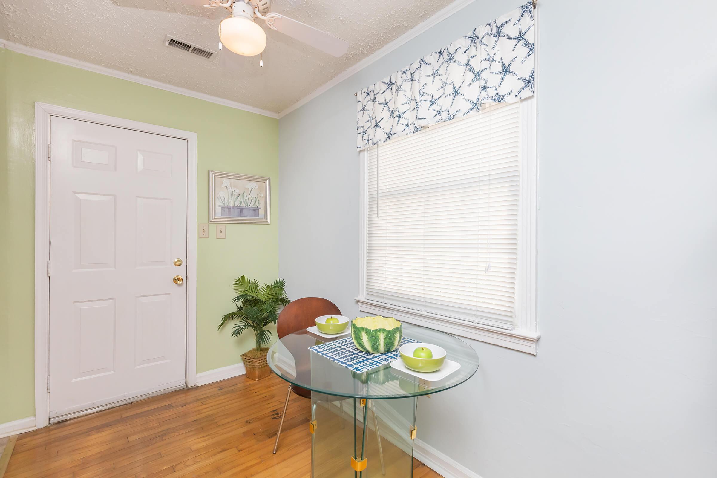 a room with white walls