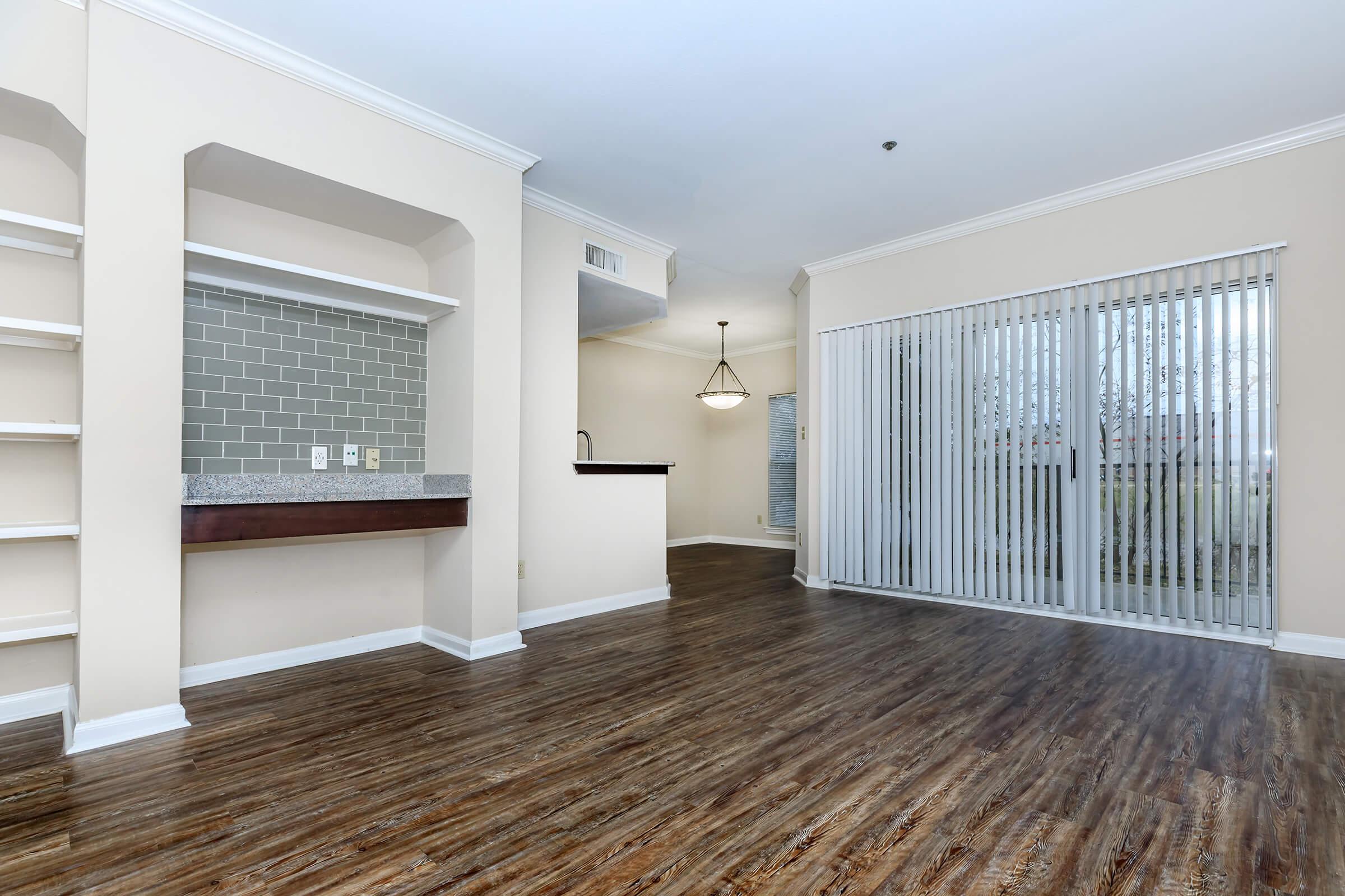 a room with a large window