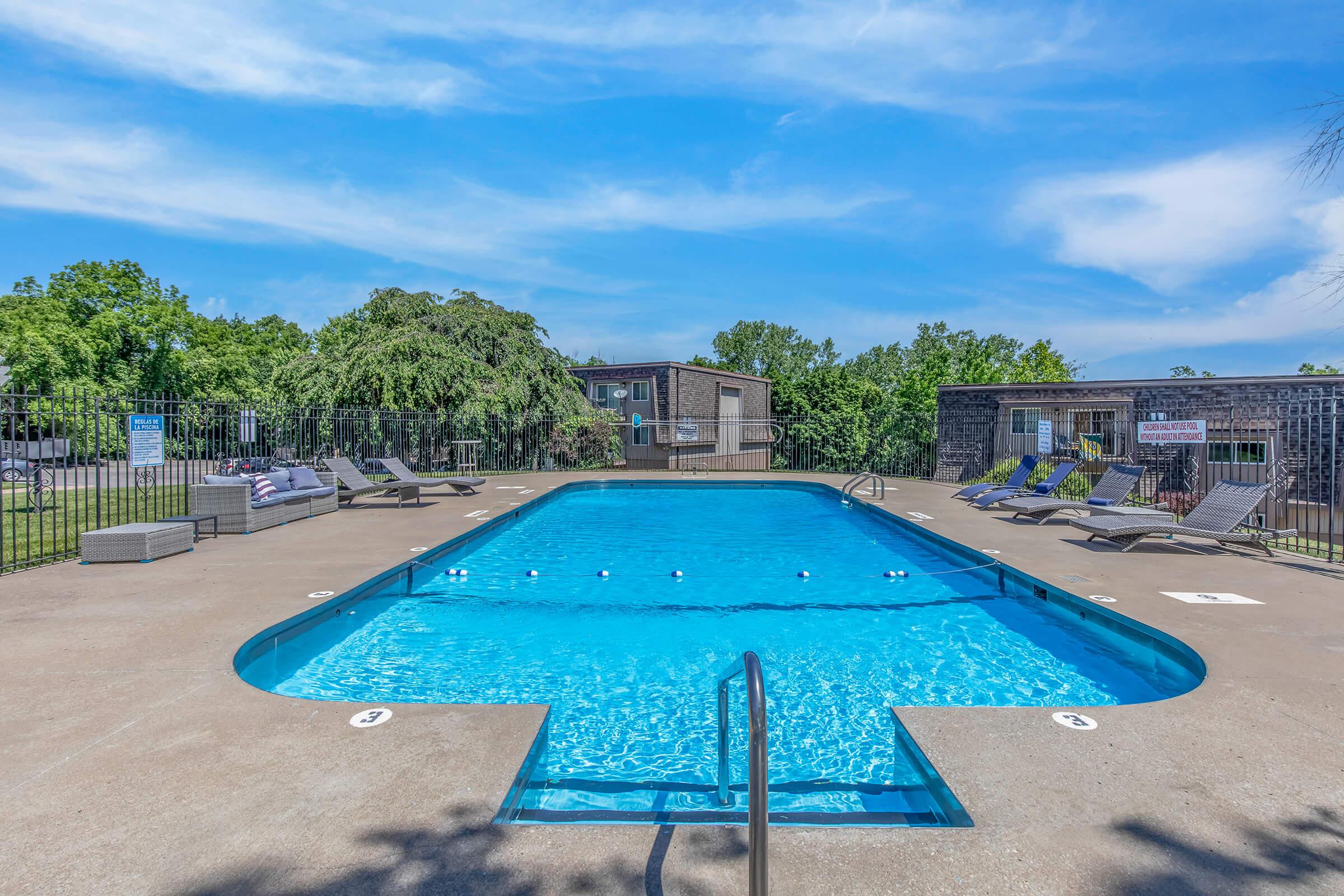 a blue pool of water