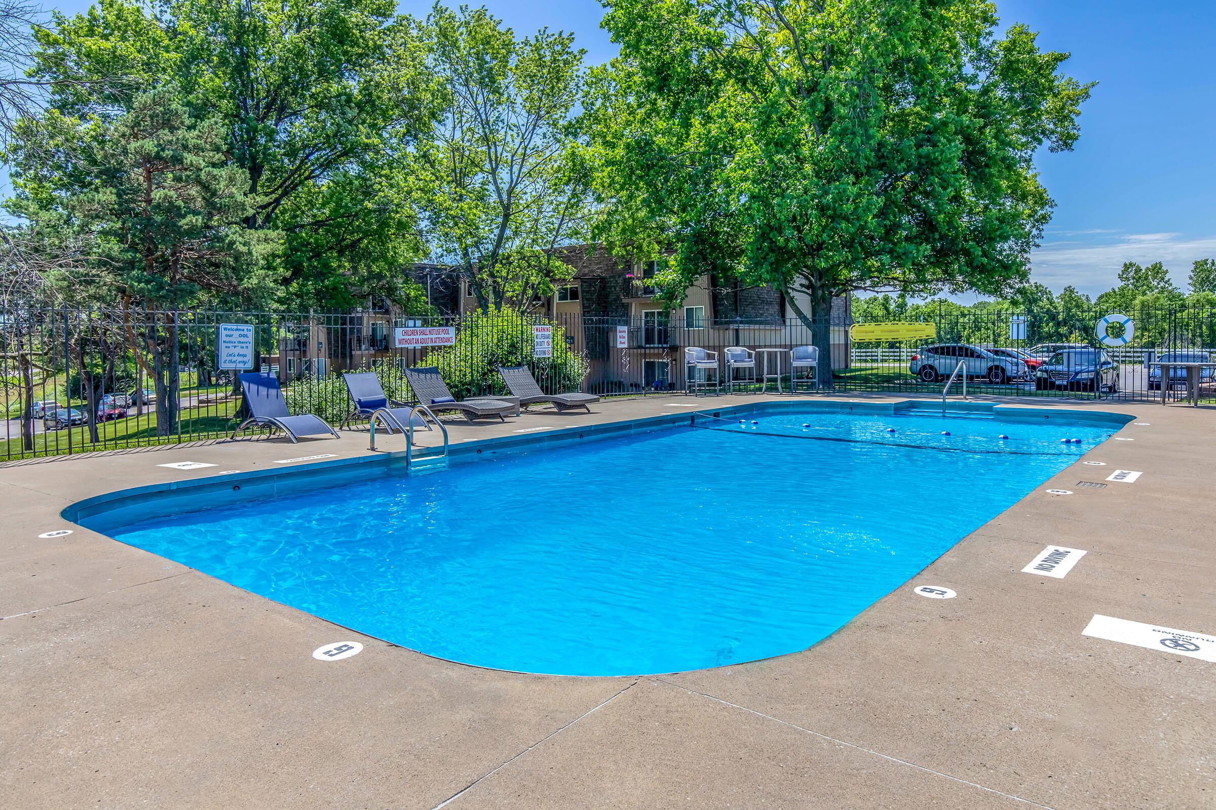 a blue pool of water