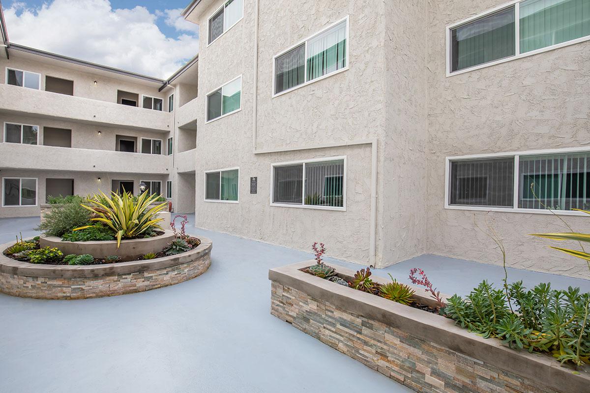 Landscaped courtyard at 720 Louise