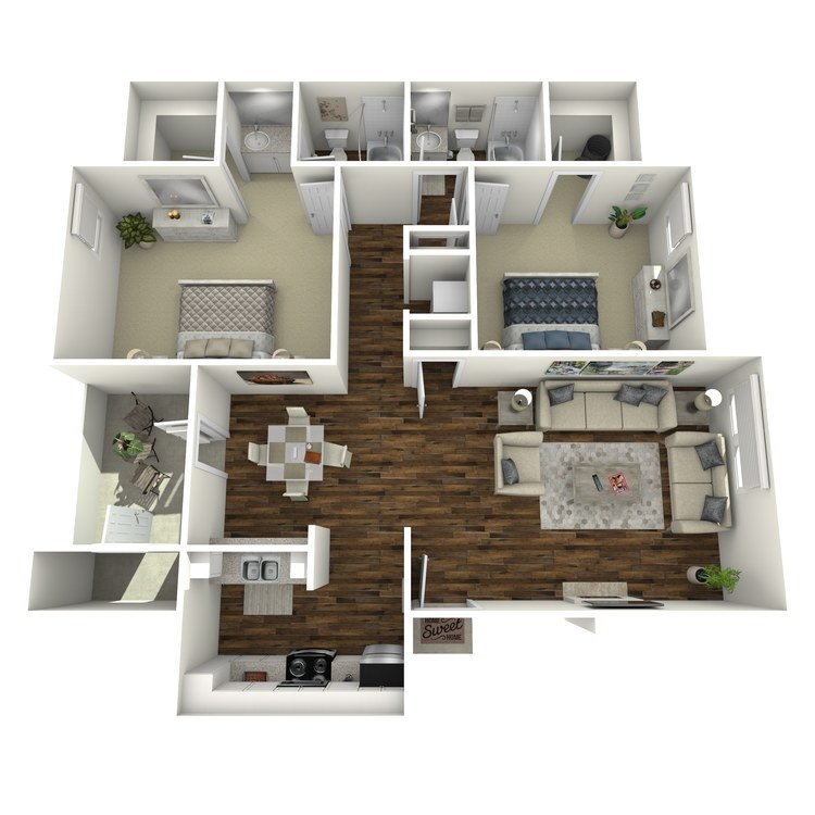 Floor plan image of Executive Two Bedroom Two Bath