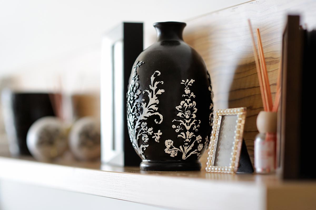 a vase sitting on a table