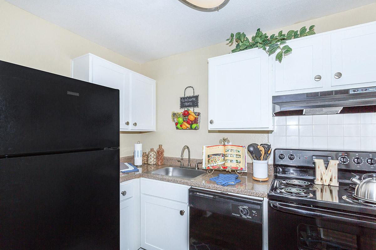 a kitchen with a stove and a refrigerator