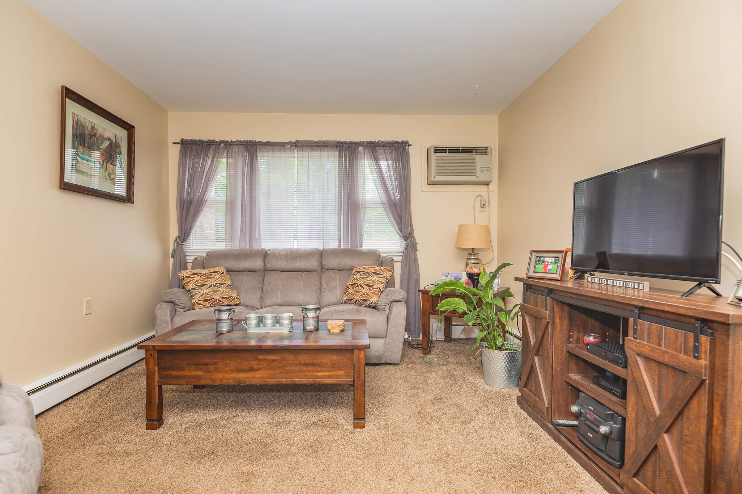 a living room filled with furniture and a fireplace