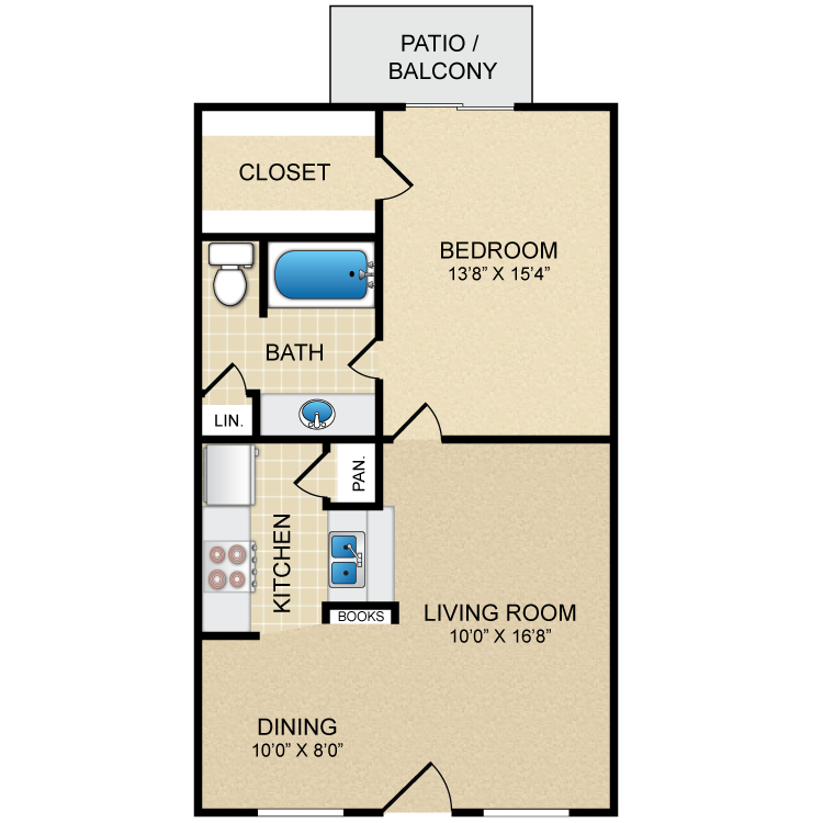 Floor plan image of 1 Bed 1 Bath B