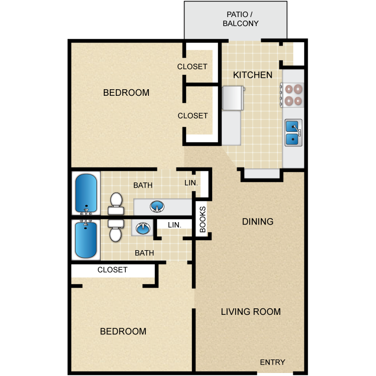 Floor plan image of 2 Bed 2 Bath F