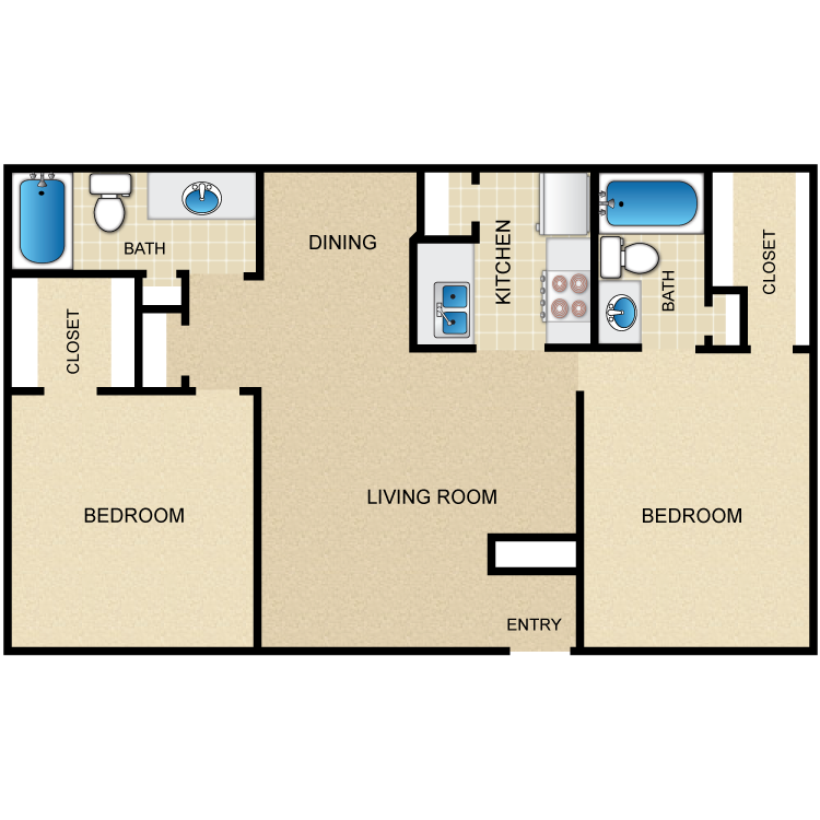 Floor plan image of 2 Bed 2 Bath E