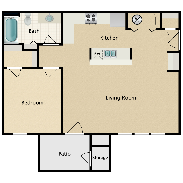 Floor plan image of 1 Bed 1 Bath