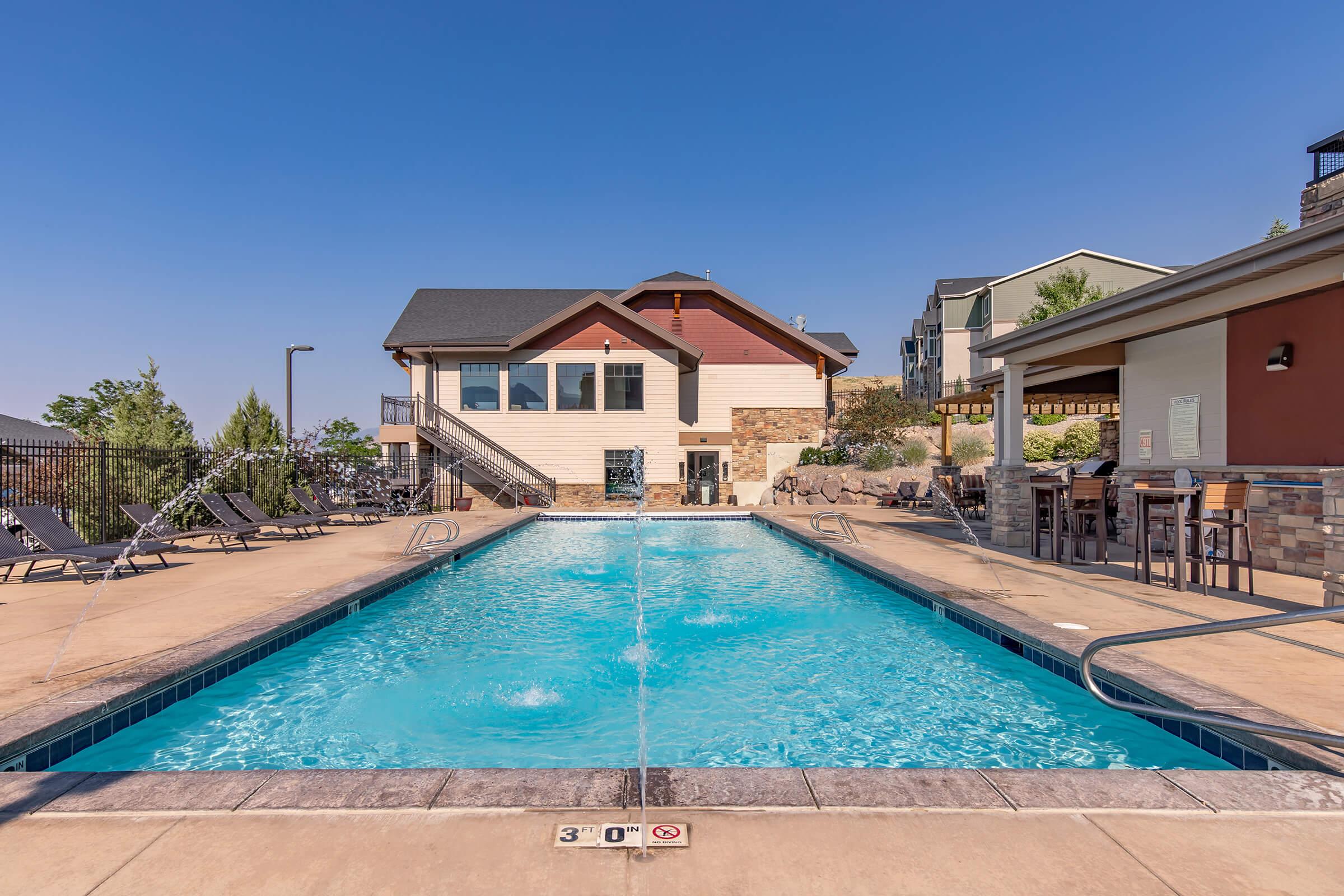 a small house in a pool of water