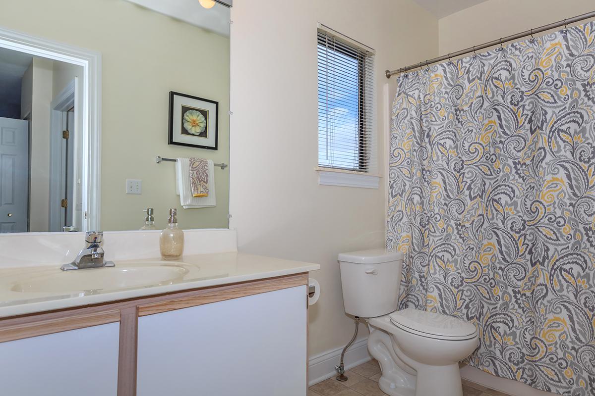 a room with a sink and a mirror