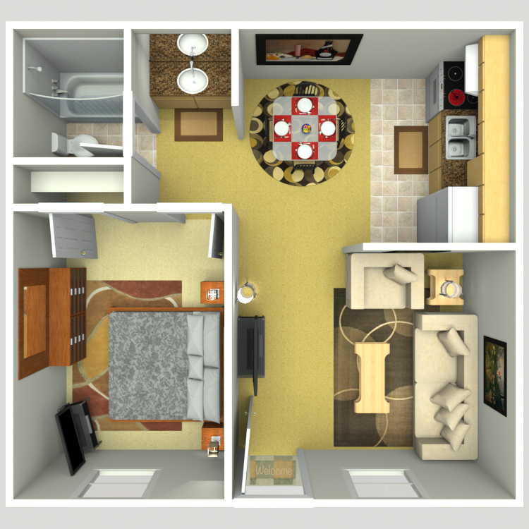 Floor plan image of Plan A 1 Bed 1 Bath
