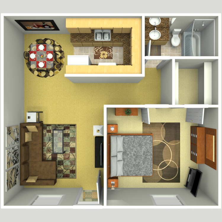 Floor plan image of Plan B 1 Bed 1 Bath