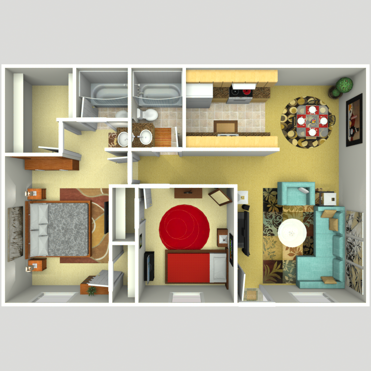 Floor plan image of Plan D 2 Bed 2 Bath
