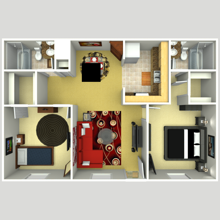 Floor plan image of Plan E 2 Bed 2 Bath