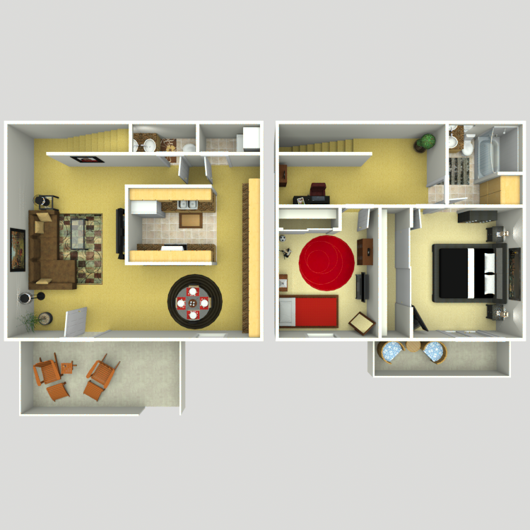 Floor plan image of Plan F 2 Bed 1.5 Bath