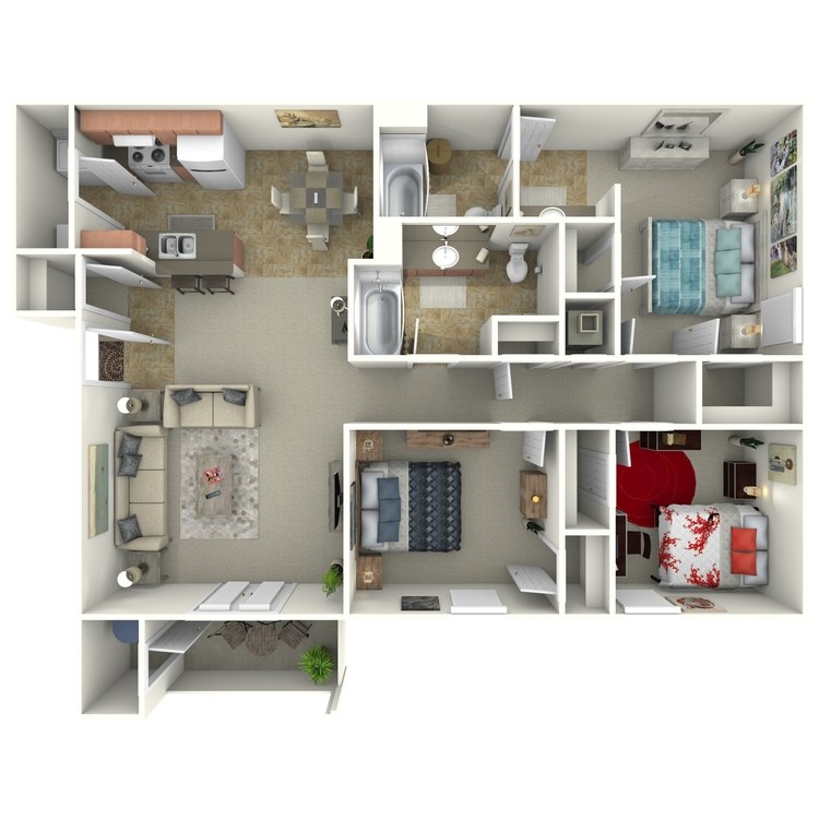 Floor plan image of 3 Bed 2 Bath