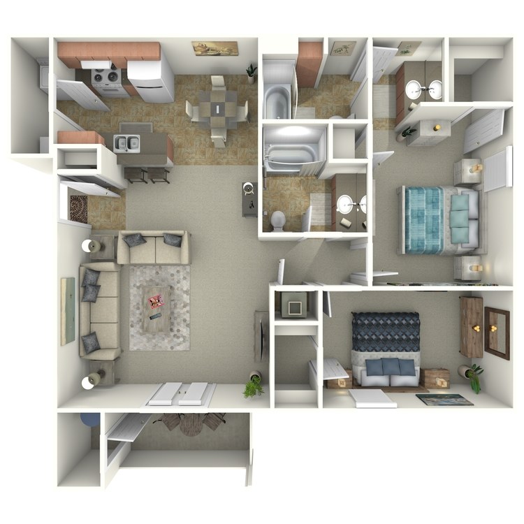 Floor plan image of 2 Bed 2 Bath