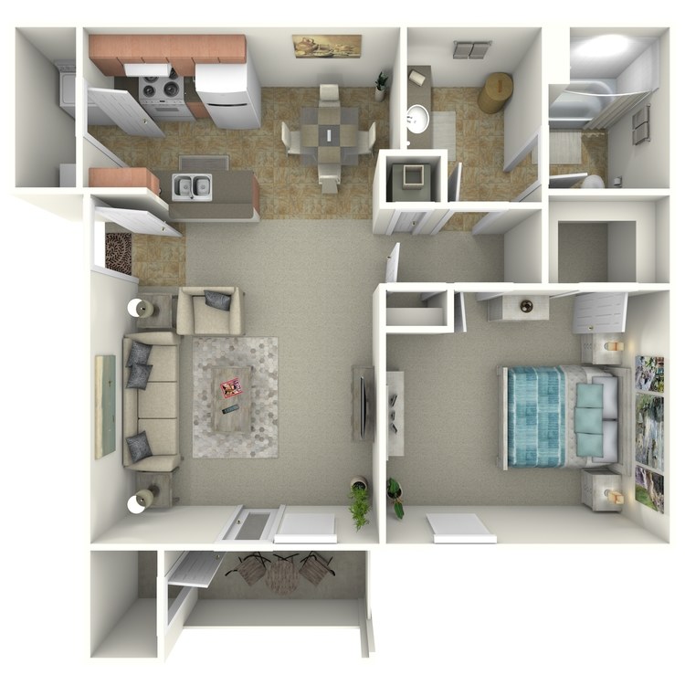 Floor plan image of 1 Bed 1 Bath